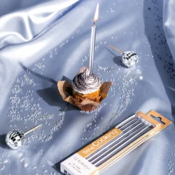 Kakelys 12 stk sølv