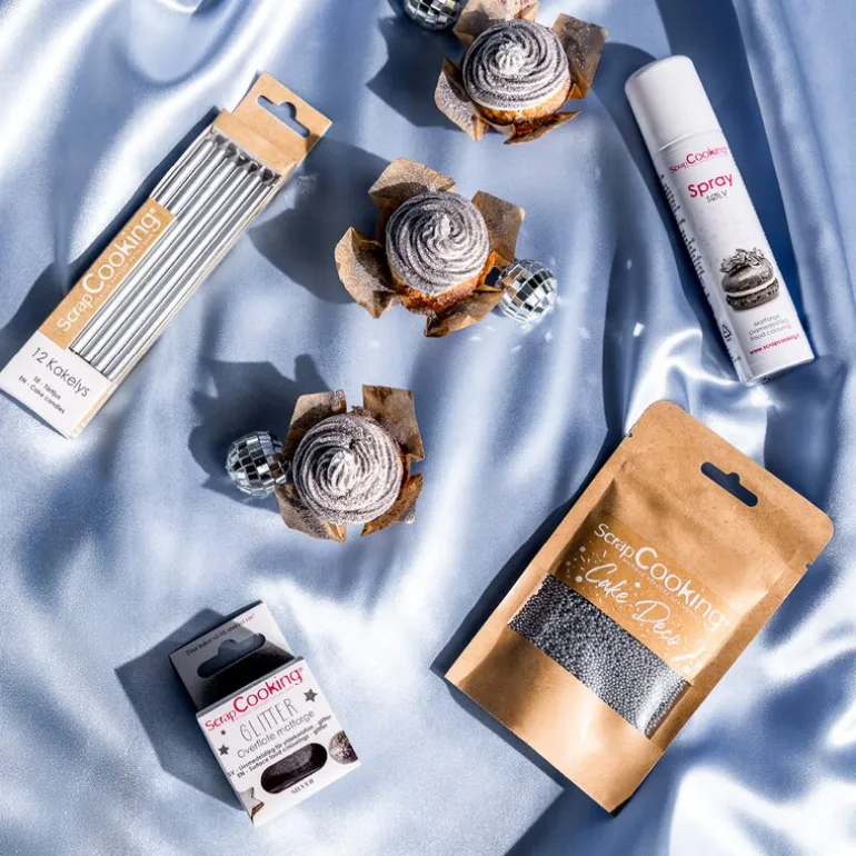 Kakelys 12 stk sølv