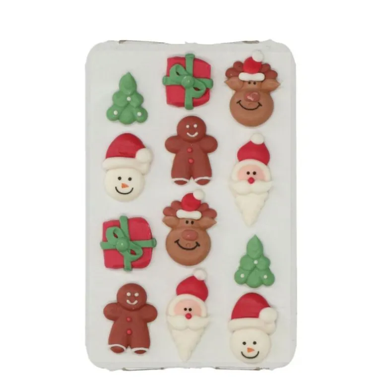 Kakepynt spiselig julemotiv 12 stk