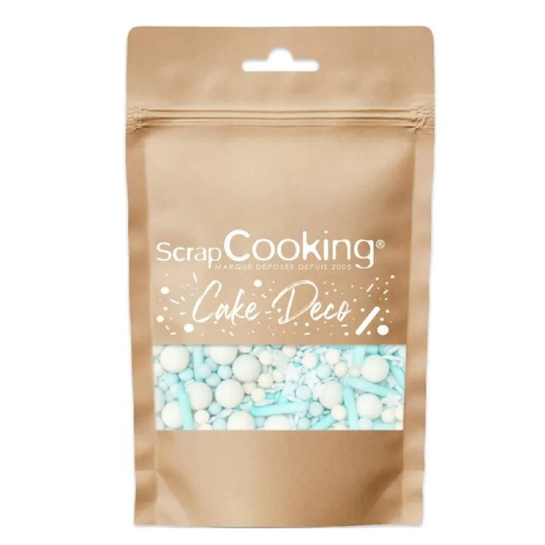 Kakestrø kuler/staver/sprinkel 70 g blå/hvit