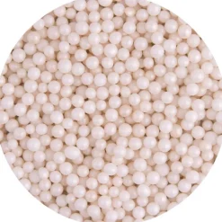 Kakestrøssel perler 4 mm 90g hvit perlemor