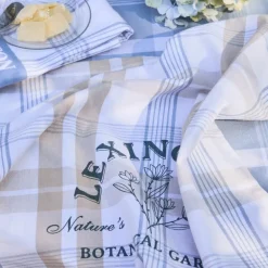 Kjøkkenhåndkle botaniske ruter 50x70 cm blå/hvit