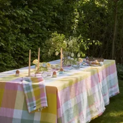 Kjøkkenhåndkle påskeruter 50x70 cm gul/grønn/rosa