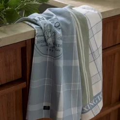 Kjøkkenhåndkle ruter 50x70 cm hvit/blå