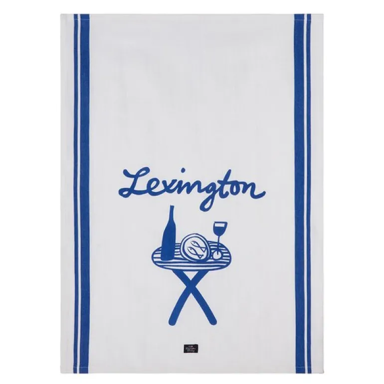 Kjøkkenhåndkle 70x50 cm hvit/blå