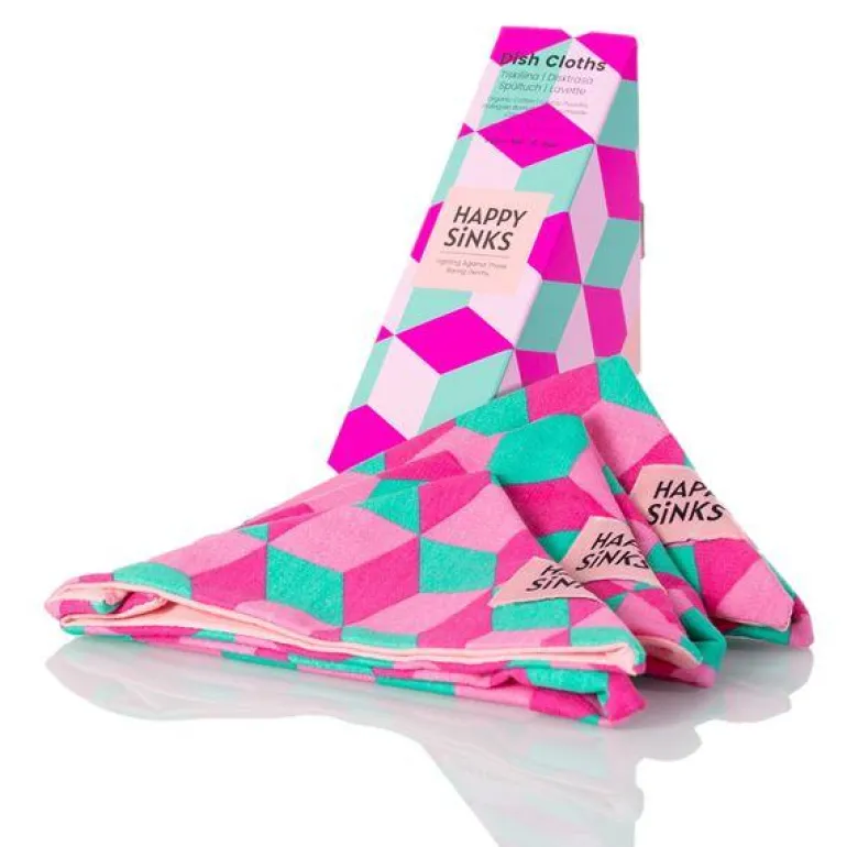 Klut i organisk bomull 3 stk rosa/lilla/grønn