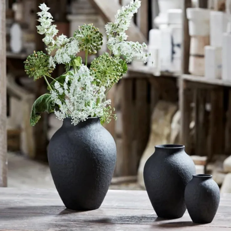 Knabstrup vase 20 cm svart