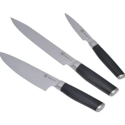 Knivsett 3 deler stål svart