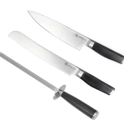 Knivsett 3 stk stål/svart