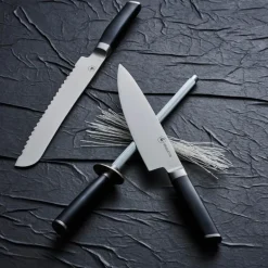 Knivsett 3 stk stål/svart