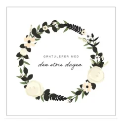 Kort bryllup 14x14 cm "Gratulerer med den store dagen"