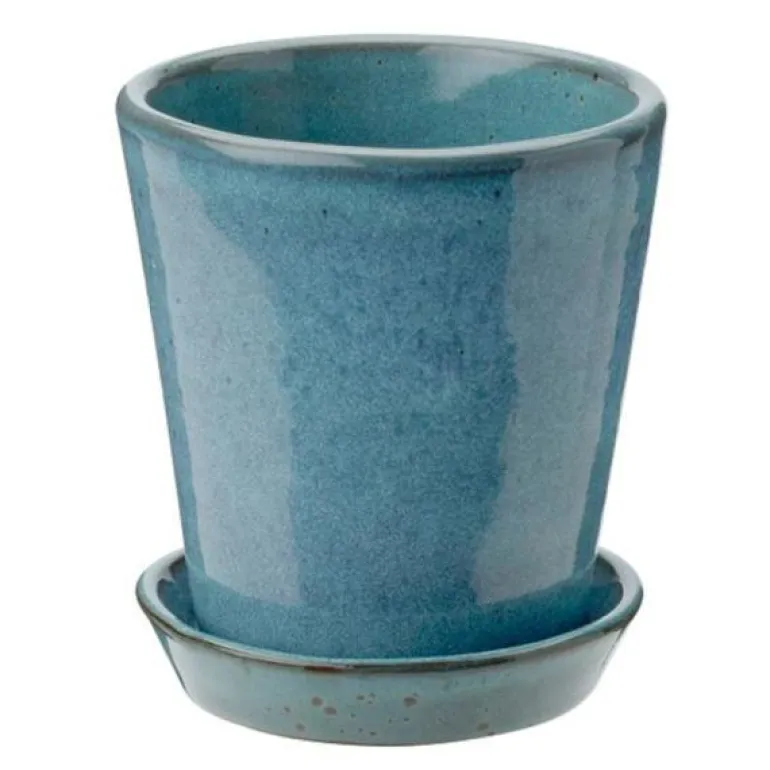 Krukke m/fat H12 cm støv blå