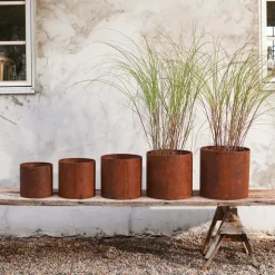 Krukker rund 5 stk 33/31/27/24/21 cm rust
