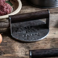 Kuro burgerpresse smashjern 14 cm brun/rustfri