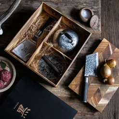 Kuro burgerpresse smashjern sett 3 deler brun/rustfri