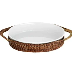 Kurv oval 36x27 cm lys/mørk brun