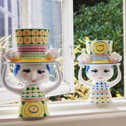 Lady with hat vase 20,5 cm blå