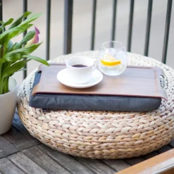 Laptray knebrett anti-slip 43x23 cm valnøtt/grå