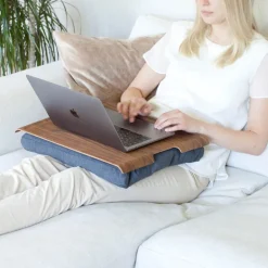 Laptray knebrett anti-slip 46x38 cm valnøtt/grå