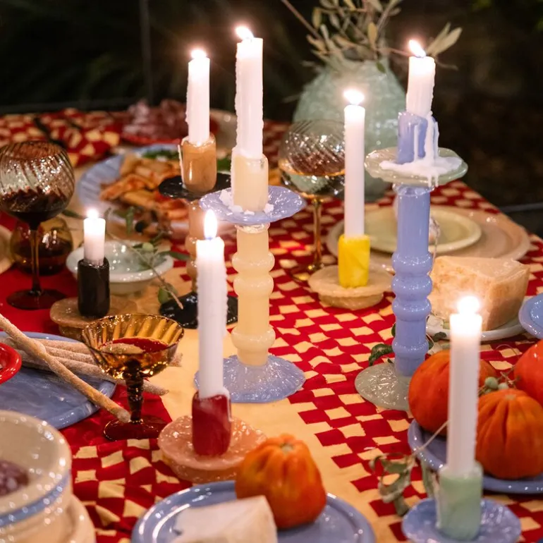 Lara lysestake 9 cm gul/lys beige