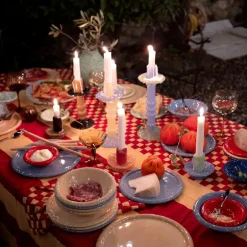 Lara lysestake 9 cm minty green/lys blå