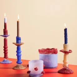 Lara lysestake liten 12x22 cm beige