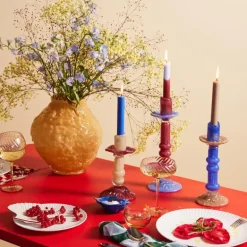 Lara lysestake stor 12x32 cm vinrød