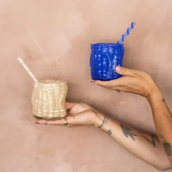 Lara lysholder 10 cm blå