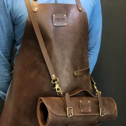 Leather forkle 80x58 cm brun