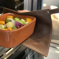 Leather gryteklut 21x21 cm brun