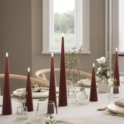 LED kjeglelys 5 x 38 cm bordaux rød