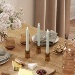 LED kronelys 2,2 x 24 cm 2 stk salvie grønn