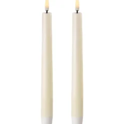 LED kronelys 20,5x2,3 cm 2 stk ivory