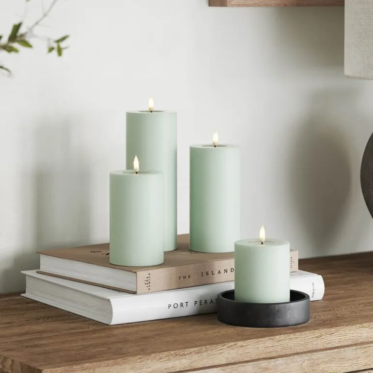 LED kubbelys 7,5 x 10 cm salvie grønn