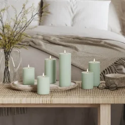 LED kubbelys 7,5 x 10 cm salvie grønn