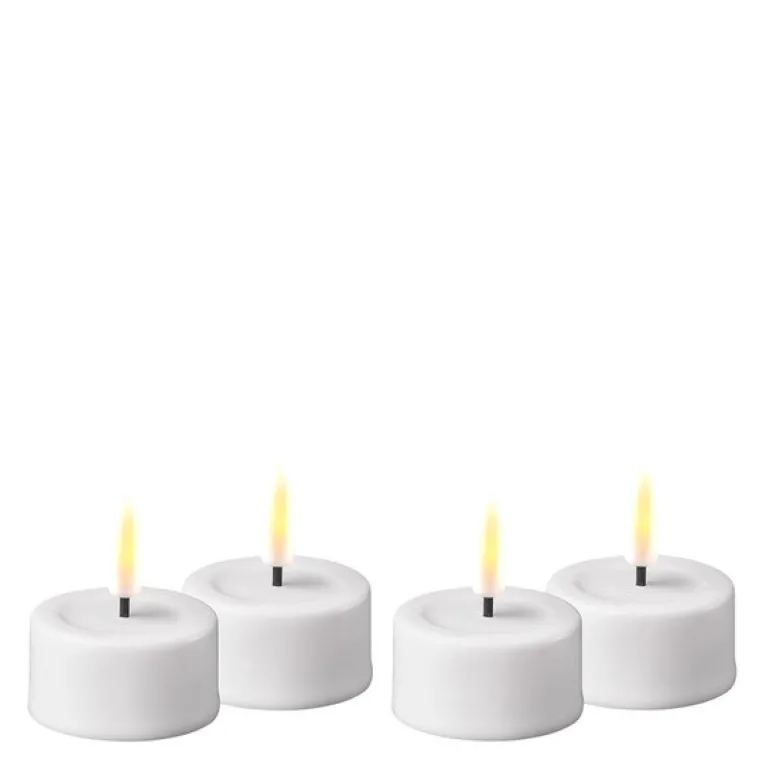 LED telys 3,5 x 4 cm 4 stk hvit