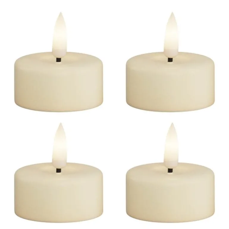 LED telys 3,5 x 4 cm 4 stk krem