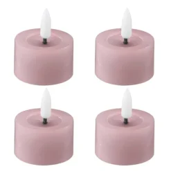 LED telys 4,5x2,5 cm 4 stk pastel rose