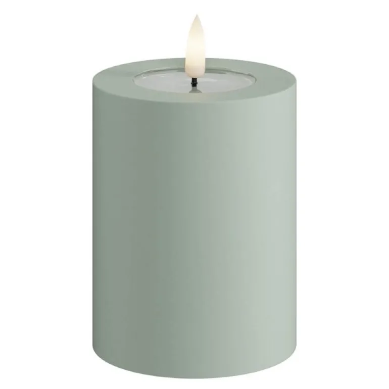 LED utendørs kubbelys 7,5 x 10 cm salvie grønn