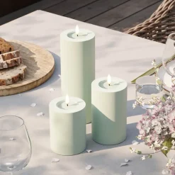 LED utendørs kubbelys 7,5 x 10 cm salvie grønn