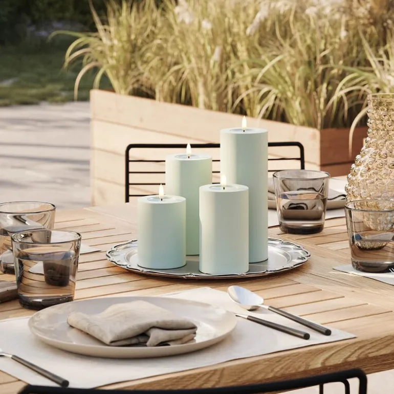 LED utendørs kubbelys 7,5 x 10 cm salvie grønn