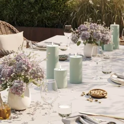 LED utendørs kubbelys 7,5 x 15 cm salvie grønn