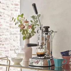 Lever manuell espressomaskin 0,8L professional lusso stål