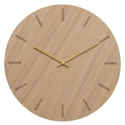 Light Oak veggklokke 38 cm lys eik m/gull viser