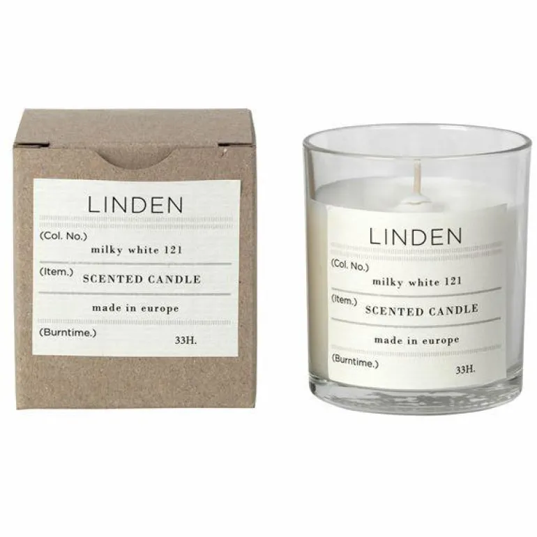 Linden duftlys 7,4 cm hvit