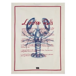 Lobster roll kjøkkenhåndkle 70x50 cm hvit/rød