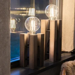 Lodge bordlampe 28 cm brunbeiset