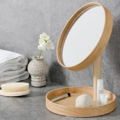 Look sminkespeil med fot 25 cm eik