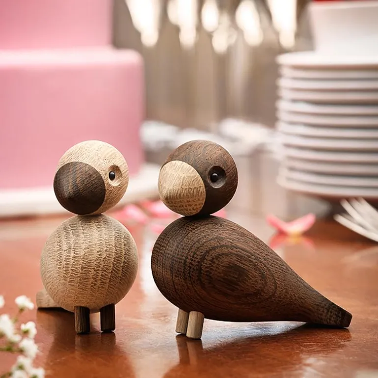 Lovebirds røkt eik/eik 8,8 cm 2 stk