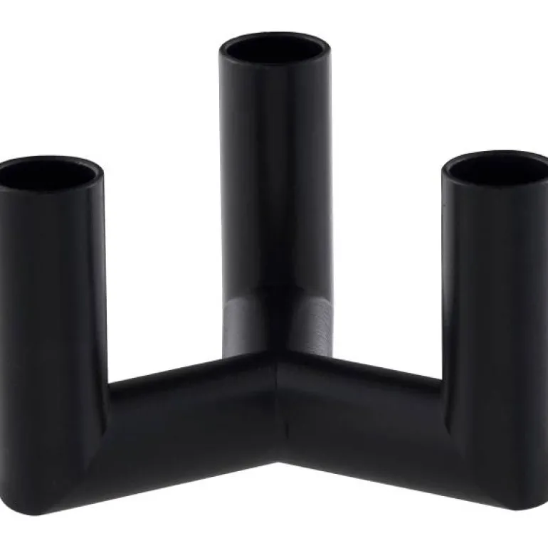 Lysestake 3-armet svart